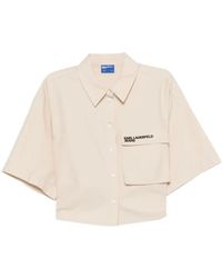 KARL LAGERFELD - Cropped Blouse Met Strikceintuur - Lyst