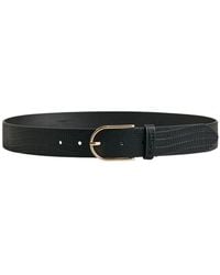 GANT - Accessoires ,Zwart ,Leer Leren Riem Met Hagedismotief - Lyst