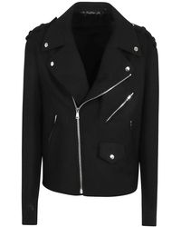 Balmain - Jassen ,Zwart ,Wol Zwarte Wol Biker Jas Aw 24 - Lyst