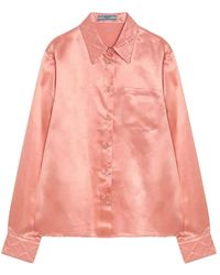 Prada - Overhemden ,Rood ,Koraalrood Overhemd Met Lange Mouwen - Lyst