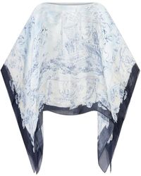 Ferragamo - Zijden Poncho Met Een Bloemmotief - Lyst