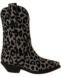Dolce & Gabbana - Leopard Cowboy Boots - Lyst
