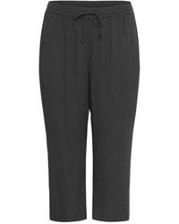 Kaffe - Zwarte Cropped Broek Met Elastische Taille - Lyst