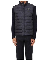 Etro - Jassen ,Blauw ,Polyester Gewatteerd Vest Met Logo - Lyst