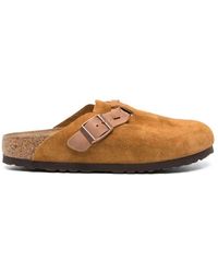 Birkenstock - Runde Zehen Wildleder Pantoletten Mit Dekorativer Schnalle - Lyst