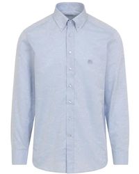 Etro - Overhemden ,Blauw ,Katoen Roma Logo Shirt - Lyst