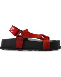 Moschino - Schoenen ,Rood ,Leer Leren Platform Sandalen - Lyst