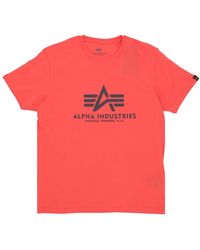 Alpha Industries - Tops ,Rood ,Katoen Rode Basic Tee Korte Mouw T-Shirt - Lyst