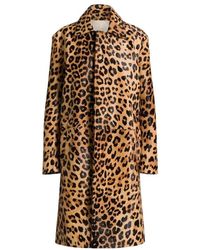Alberta Ferretti - Luipaardprint Pony-Effect Leren Jas - Lyst
