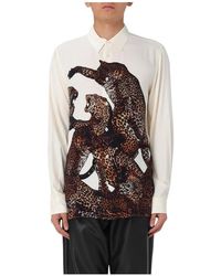 Just Cavalli - Overhemden ,Veelkleurig ,Luipaardprint Zijden Overhemd - Lyst