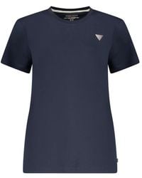 Guess - Blauwe Katoenen T-Shirt - Lyst