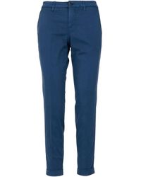 Fay - Pantalones azules de algodón corte regular bolsillos - Lyst
