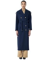 Max Mara - Jassen ,Blauw ,Wol Gebonden Wollen Jas - Lyst