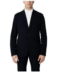 ARMANI EXCHANGE - Jassen ,Blauw ,Katoen Klassieke Katoenen Blazer Voor Mannen - Lyst