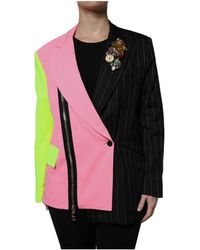 Dolce & Gabbana - Jassen ,Veelkleurig ,Patchwork Jas Met Versieringen - Lyst