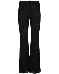 Givenchy - Gebreide Flare Broek Met Logo Borduurwerk - Lyst