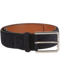 Santoni - Blauer Ledergürtel Stilvolles Zubehör - Lyst