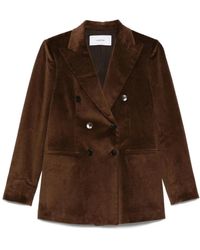 Lardini - Bruine Ribfluwelen Double-Breasted Jas - Lyst