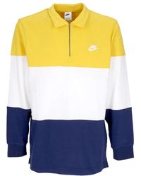 Nike - Club Plus Polo A Manches Longues Pour Hommes Colorblock L/Top Vivid Sulphur/Blanc/Minuit Marine/Blanc - Lyst