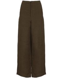 Uma Wang - Pantaloni marroni in lino con zip - Lyst