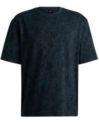 HUGO - Tops ,Blauw ,Katoen Klassieke Camo T-Shirt Blauw - Lyst