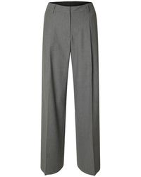 SELECTED - Broeken ,Grijs ,Wol Grijze Wide-Rita Lano Broek - Lyst