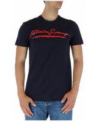 Philipp Plein - Fitness ,Blauw ,Katoen Rode Print Korte Mouw Ronde Hals T-Shirt - Lyst
