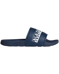 Napapijri - Blaue Polyurethan Slide Sandalen - Lyst