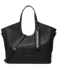V73 - Schwarze tote tasche mit slogan-band - Lyst