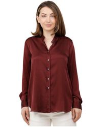 Caliban - Zijden Blouse Met Mandarijnkraag - Lyst