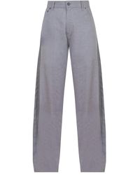Jucca - Broeken ,Grijs ,Linnen Wijde Linnen Broek Met Riemlussen - Lyst