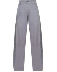 Jucca - Broeken ,Grijs ,Linnen Wijde Linnen Broek Met Riemlussen - Lyst