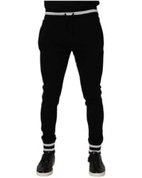 Dolce & Gabbana - Broeken ,Zwart ,Katoen Zwarte Katoenen Jogger Trainingsbroeken Met Logo - Lyst