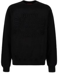 Gucci - Hoodies & Sweatvesten ,Blauw ,Katoen Sweatshirt Van Geborsteld Katoenen Jersey - Lyst
