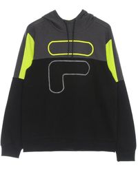 Fila - Hoodies & Sweatvesten ,Veelkleurig ,Katoen Geblokkeerde Lichtgewicht Hoodie Zwart/Asfalt/Zwavel Lente - Lyst