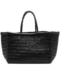 Dragon Diffusion - Tassen ,Zwart ,Leer Zwarte Leren Geweven Tote Tas - Lyst