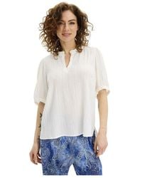 iN FRONT - Weiße Bluse Mit Kurzen Ärmeln Und V-Ausschnitt - Lyst