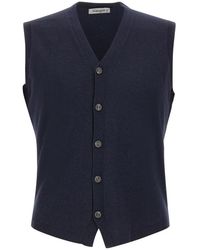 Kangra - Truien & Vesten ,Blauw ,Wol Gebreid Vest - Lyst