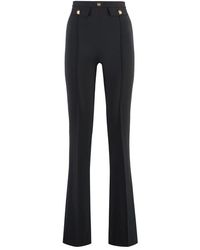 Elisabetta Franchi - Weite crepe hose mit logo-detail,weite crepe-hose mit taschen,schwarze hose,weite crepe-hose mit logodetail - Lyst