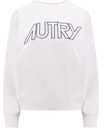 Autry - Weiße baumwoll-sweatshirt mit besticktem logo - Lyst