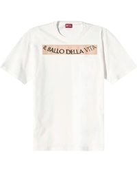 DIESEL - Weißes t-shirt mit slogan-druck und rundhalsausschnitt - Lyst