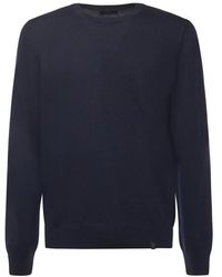 Fay - Truien & Vesten ,Blauw ,Wol Wollen Trui Met Ronde Hals - Lyst
