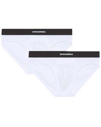 DSquared² - Ondergoed ,Wit ,Katoen Katoenen Elastische Taille 2-Pack Ondergoed - Lyst