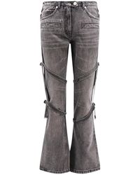 Courreges - Pantaloni grigi in cotone con dettaglio multi-strap - Lyst