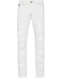 Philipp Plein - Denim Hose Super Straight Cut Mit Python-Einsätzen - Lyst