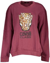 Roberto Cavalli - Hoodies & Sweatvesten ,Paars ,Katoen Elegant Paars Fleece Sweatshirt - Lyst