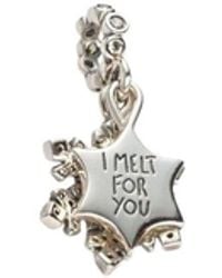 PANDORA - Accessoires ,Wit ,Opalescent Snowflake Double Dangle Charm - Lyst