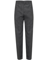 Balenciaga Checked Pleat-front Trousers - Grijs