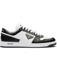 Prada - Weiße sneakers zweifarbiges logo-patch - Lyst