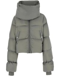 Rick Owens - Jassen ,Grijs ,Leer Funnel Neck Jacket - Lyst